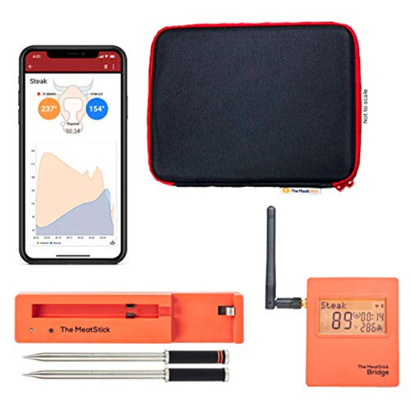 MeatStick WiFi Pro Set | 2-Probe Package | Smart Wireless Meat Thermometer  | Unlimited Range Digital Food Probe with Bluetooth | for Smoking