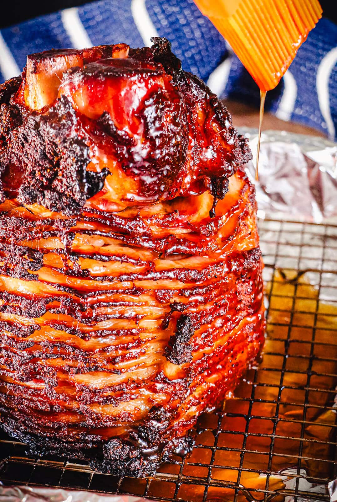 Smoked Spiral Ham & Hot Honey Bourbon Glaze - Chiles and Smoke