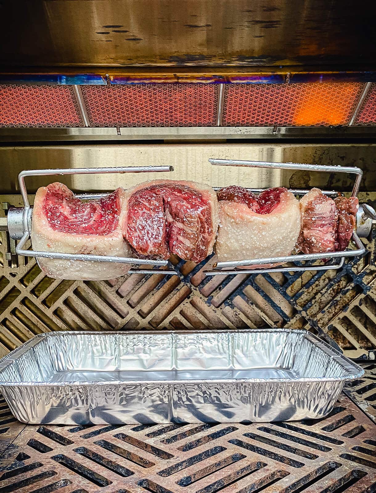 Premium PSD  Steak rotisserie at the steakhouse sliced picanha picanha