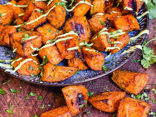 Skewered Roasted Sweet Potatoes - Foodness Gracious