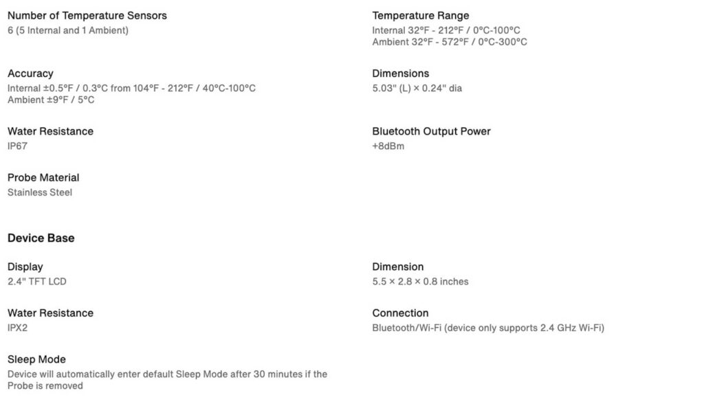 Product specs for the Typhur Sync review