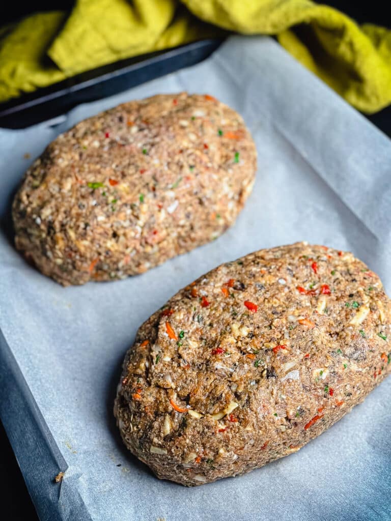 turkey meatloaf formed on  parchment paper