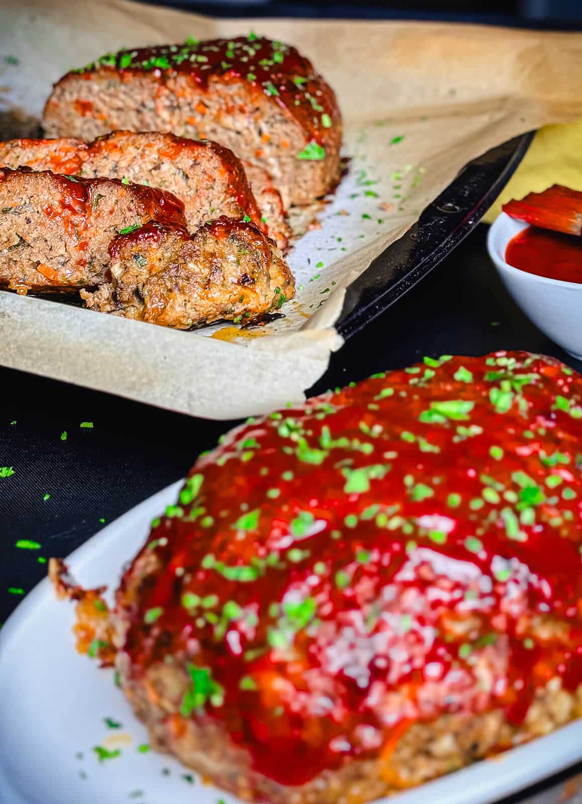 sliced meatloaf on a plate