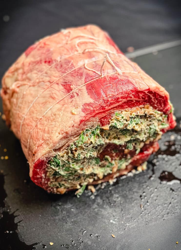 tied up stuffed prime rib roast