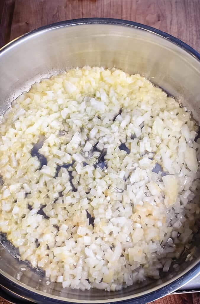 diced onions in a large pan