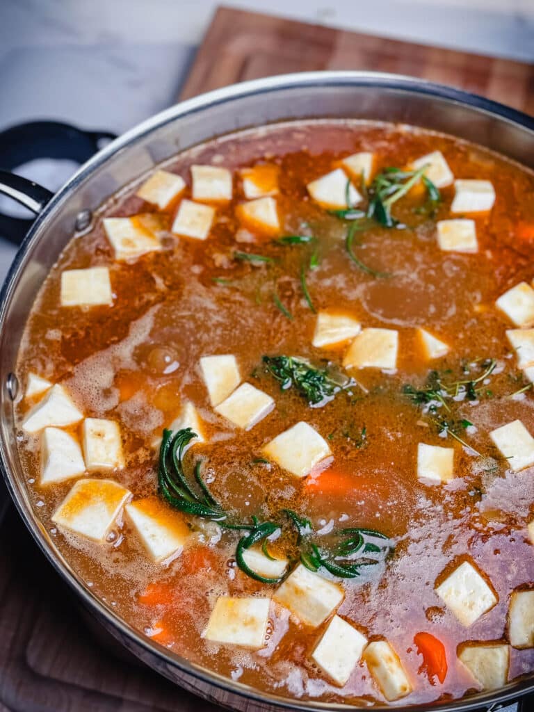 root veggies added to Irish stew stock